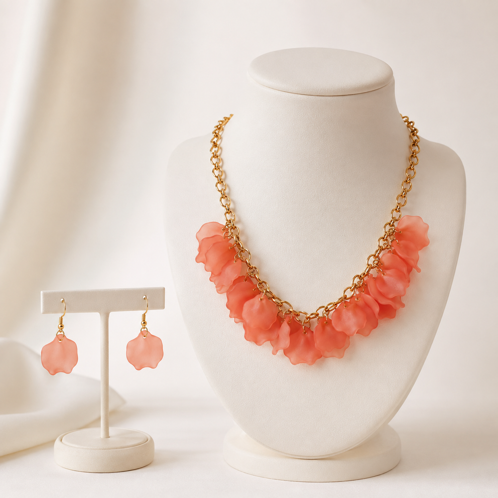 Narangi Kali | Floral Statement Necklace & Earrings Set