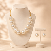 Mastane Moti | Chunky Pearl Necklace & Earrings Set