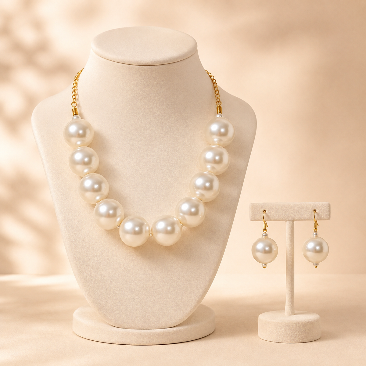 Mastane Moti | Chunky Pearl Necklace & Earrings Set