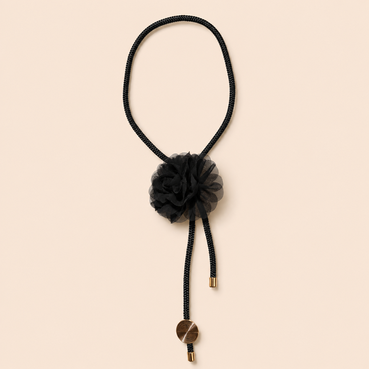 Kaali Ghata | Black Floral Lariat Statement Necklace