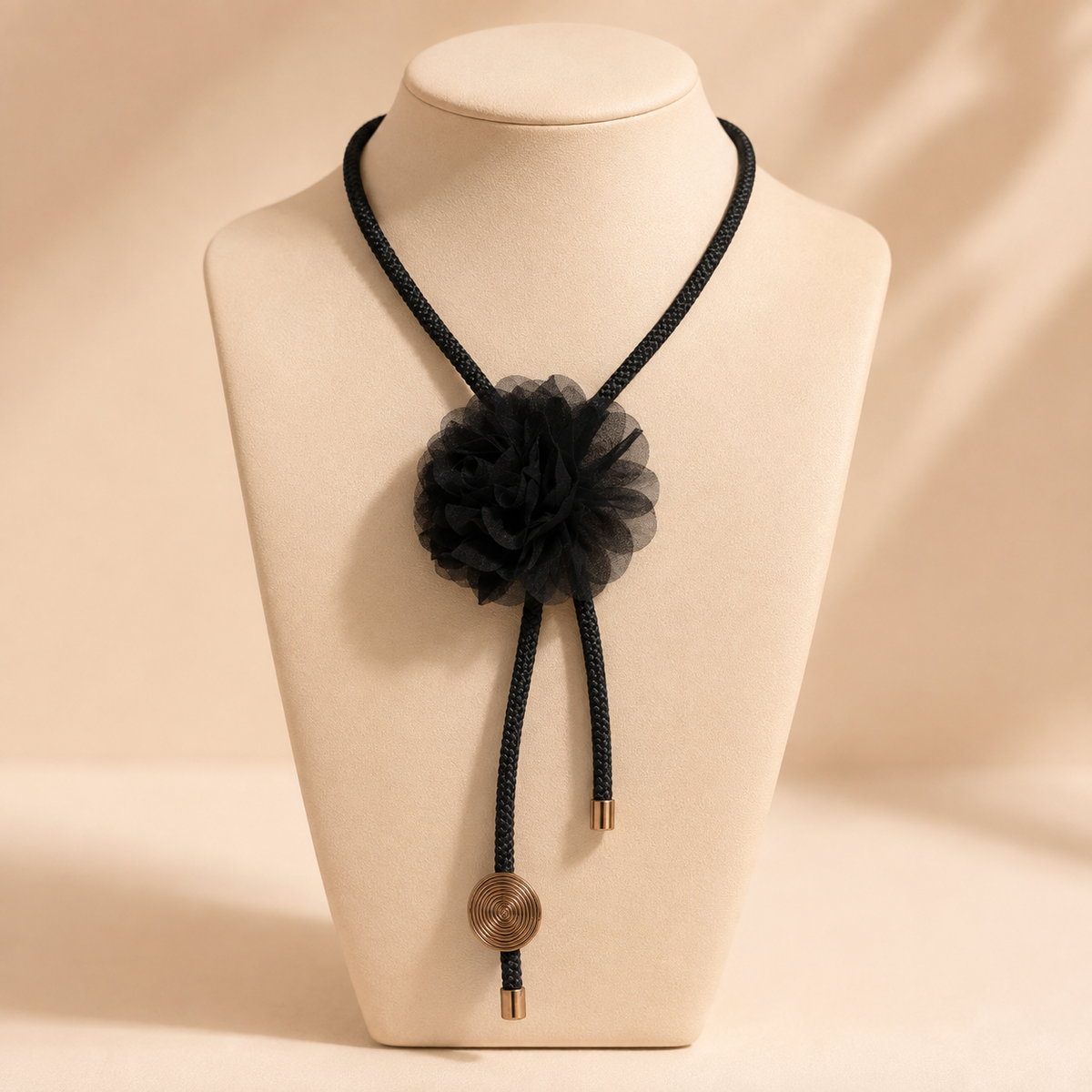 Kaali Ghata | Black Floral Lariat Statement Necklace