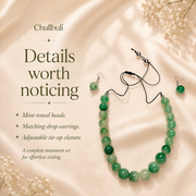 Morni | Green Marbled Bead Necklace Set with Earrings