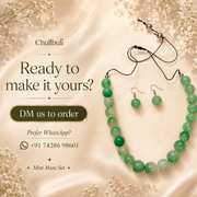 Morni | Green Marbled Bead Necklace Set with Earrings