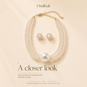 Moti Noor | Multi-Strand Pearl Choker Set with Earrings