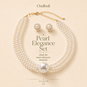 Moti Noor | Multi-Strand Pearl Choker Set with Earrings