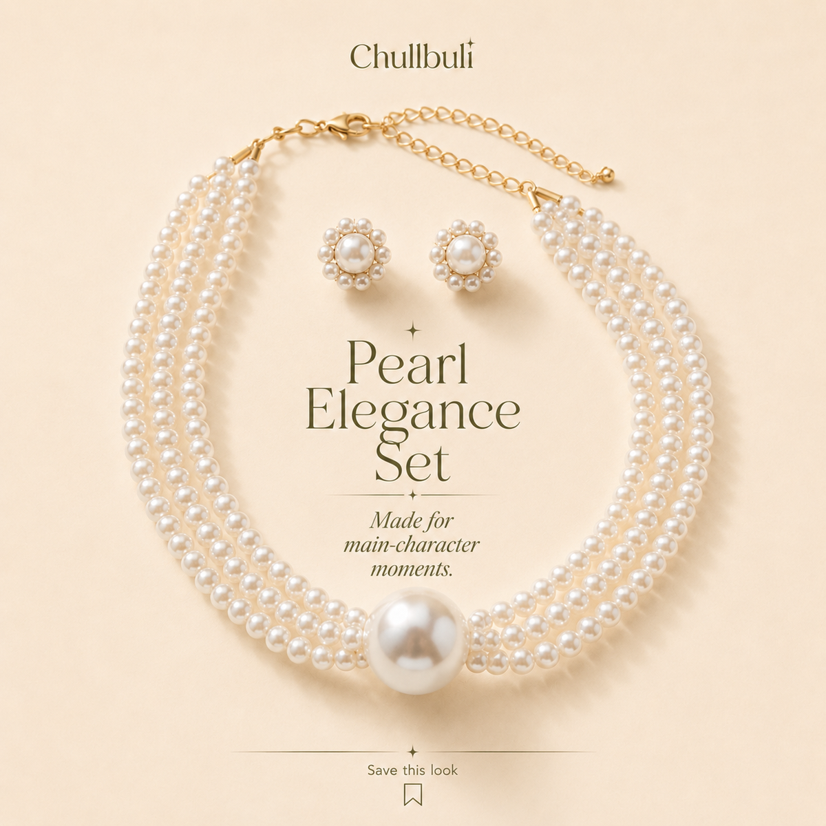 Moti Noor | Multi-Strand Pearl Choker Set with Earrings