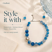 Aasmaani Adaa | Blue Marbled Bead Necklace Set with Earrings