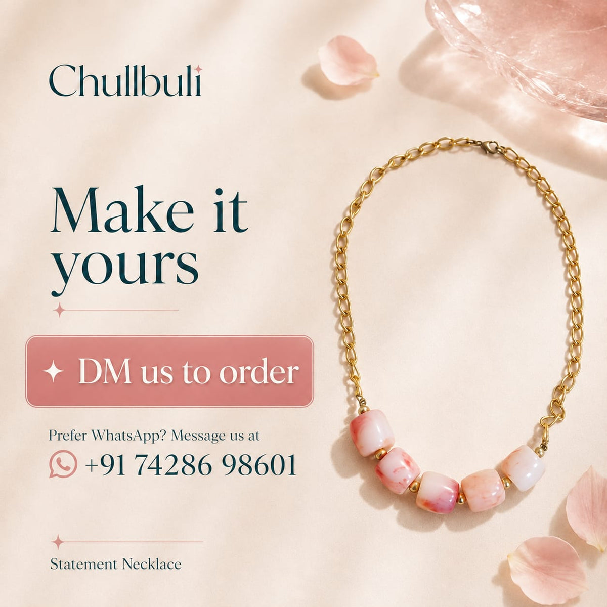 Sonpari | Pink Peach Marbled Bead Necklace Set